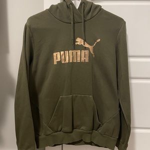 PUMA Olive + rose gold Hoodie - Large